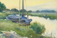 Munnings Alfred James A Moored Wherry