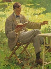 Munnings Alfred James Alfred Munnings Reading Ca. 1910 canvas print