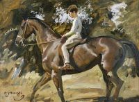 Munnings Alfred James Arturo Von Schroeders On A Polo Pony In A Landscape Study Ca. 1929