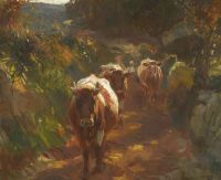 Munnings Alfred James Bringing Up The Cows