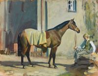 Munnings Alfred James Cherrybounce And A Stable Boy Ca. 1947