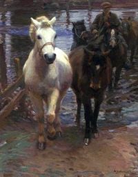 Munnings Alfred James Crossing The Ford 1910 canvas print