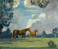Munnings Alfred James Diadem And Her Foal canvas print