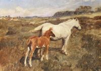 Munnings Alfred James Grey Mare And Chestnut Foal 1903