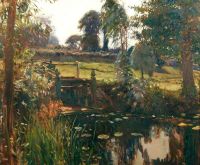 Munnings Alfred James Mendham The Mill Pool in der Nähe des Hauses des Künstlers 1909