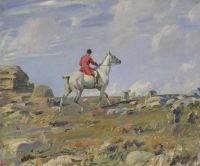 Munnings Alfred James Ned Osborne On Grey Tick Zennor Hill Cornwall canvas print