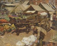 Munnings Alfred James Norwich Flower Market 1909 canvas print