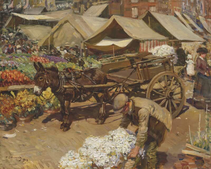Munnings Alfred James Norwich Flower Market 1909 canvas print