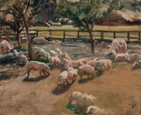 Munnings Alfred James Pigs In A Farm Yard
