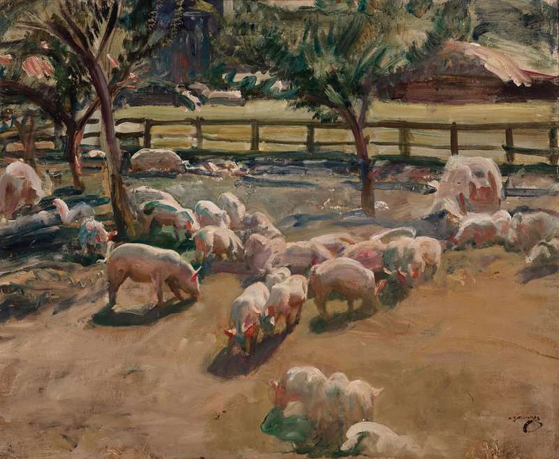 Munnings Alfred James Pigs In A Farm Yard canvas print