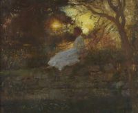 Munnings Alfred James Portrait Of Florence Munnings At Sunset 1912 canvas print