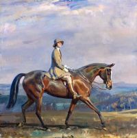 Munnings Alfred James Porträt von Frau Margaretta Park Frew Riding