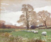 Munnings Alfred James Sheep Grazing A Meadow