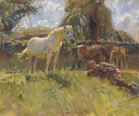 Munnings Alfred James Shrimp And The Old Grey Mare On The Ringland Hills 1910