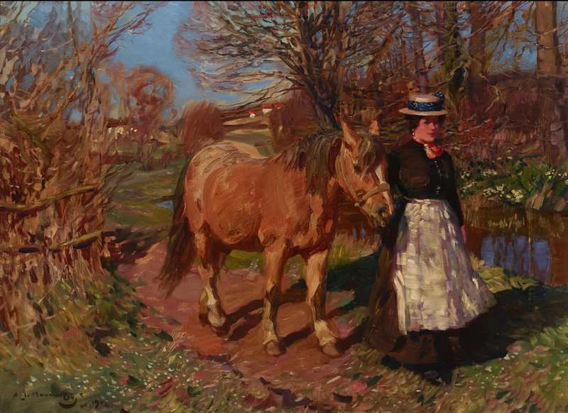 Munnings Alfred James Springtime   Polly Scotchmer Of The Red Lion Inn Mendham 1906 canvas print