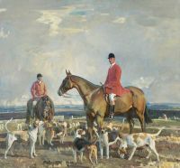 Munnings Alfred James The Seventh Earl Of Bathurst Mfh Of The Vwh With Will Boore Huntsman Ca. 1921