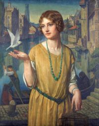 Munns John Bernard The Bird Of Time Has But A Little Way To Fly   And Lo The Bird Is On The Wing. 1924 canvas print