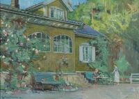 Munthe Gerhard Motiv mit gelbem Haus 1921 Leinwanddruck