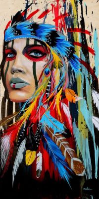 Native American Indian Girl Feathers canvas print