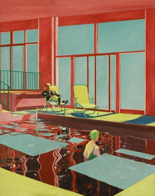Neil Stokoe Man And Woman With Swimming Pool canvas print
