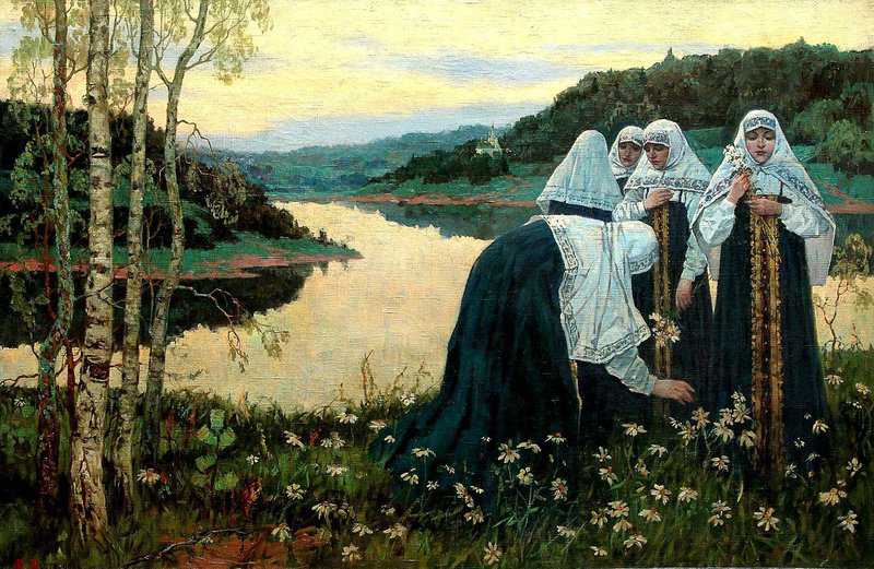 Nesterov Mikhail Vasilyevich Girls On The River Bank canvas print