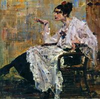 Nicolai Fechin Woman With Cigarette   1917 canvas print