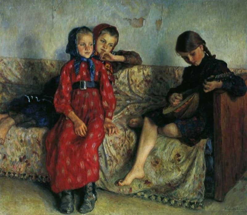 Tableaux sur toile, reproduction de Nikolay Bogdanov-belsky Village Friends 1913