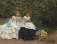 Nittis Giuseppe De Suzanne und Madeleine Boussod Su Una Panchina In Giardino Ca. 1874