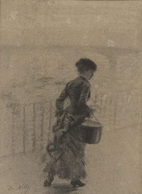 Nittis Giuseppe De Woman Walking On The Quai