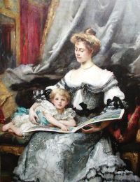 Normand Ernest Lady Winifred Renshaw und ihr ältestes Kind Thomas Renshaw 1903 Leinwanddruck
