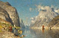 Normann Adelsteen Ein norwegischer Fjord-Leinwanddruck