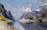 Leinwanddruck von Normann Adelsteen Rudern auf dem Fjord