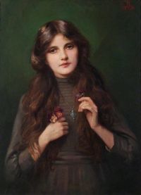 Offor Beatrice Portrait Of An Unknown Girl In A Grey Dress Ca. 1900 20 canvas print