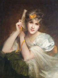 Offor Beatrice Porträt einer unbekannten Frau mit Fächer Ca. 1910 15