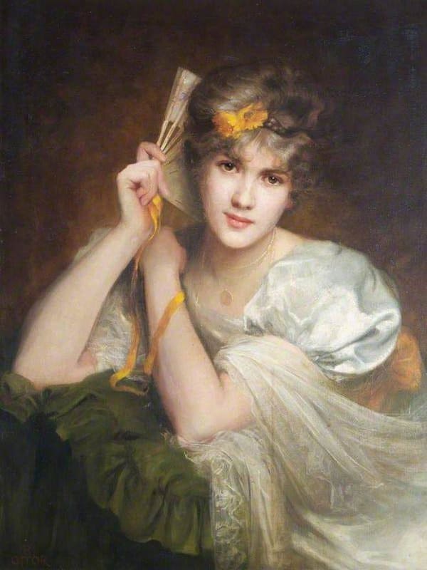 Offor Beatrice Portrait Of An Unknown Woman With A Fan Ca. 1910 15 canvas print