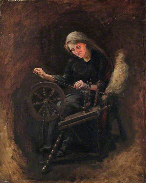 Offor Beatrice Woman At A Spinning Wheel canvas print