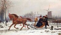 Ooms Karel Adelsfamilie genießt die Winterlandschaft 1885