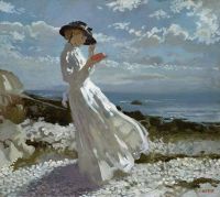 Orpen William Grace liest 1902 in Howth Bay
