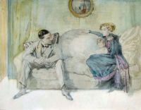 السيد أوربن ويليام والسيدة جاك كورتولد وابنتهما جين على أريكة كاليفورنيا. 1913 14 طبعة قماشية