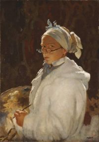 أوربن ويليام الرسام بورتريه ذاتي مع نظارات 1907 قماش مطبوع