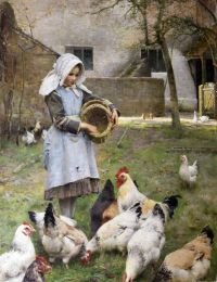Osborne Walter Frederick Feeding The Chickens 1885