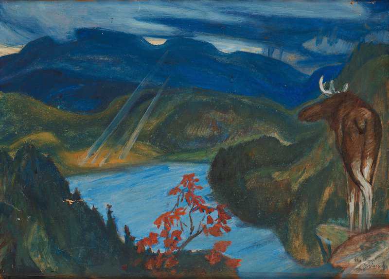 Osslund Helmer Landscape From The North Of Sweden With An Elk canvas print