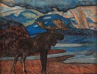 Osslund Helmer Moose In A Northern Landscape canvas print