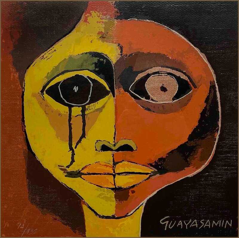 Oswaldo Guayasam N Girl S Head With Black Tears canvas print