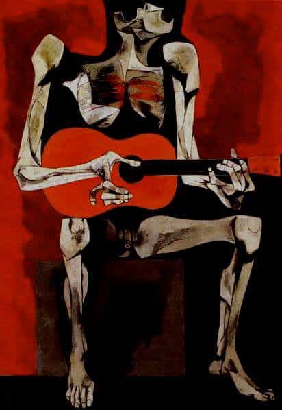 Tableaux sur toile, reproduction de Oswaldo Guayasamin El Guitarrista - 1961