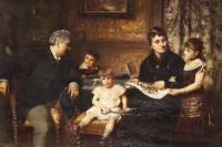 Ouderaa Piet Van Der Ein Porträt einer um einen Tisch versammelten Familie 1881