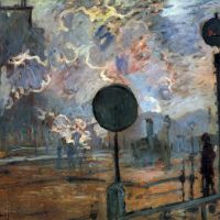 Buiten het station Saint-lazare The Signal door Monet