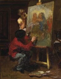Oyens David Der Künstler in seinem Atelier 1870 75