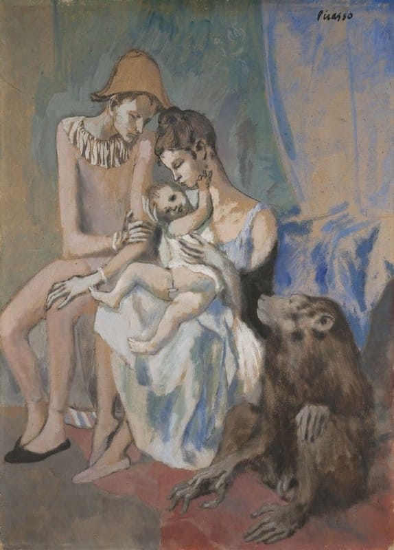 Tableaux sur toile, reproduction de Pablo Picasso 1905 Acrobat S Family With A Monkey Famille Au Singe