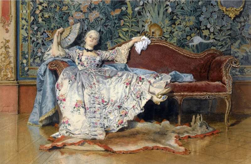 Pagliano Eleuterio A Reclining Lady With A Fan 1876 canvas print